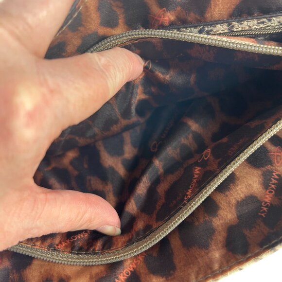 B Makowsky Leather Animal Snake Python Print Leather Shoulder Bag Satchel - Picture 10 of 14